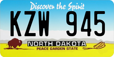 ND license plate KZW945