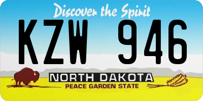 ND license plate KZW946