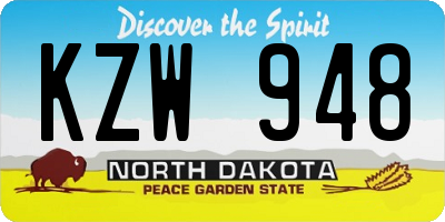 ND license plate KZW948