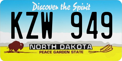 ND license plate KZW949