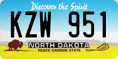 ND license plate KZW951