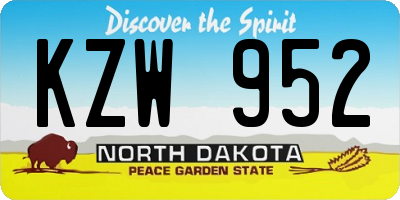 ND license plate KZW952