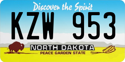 ND license plate KZW953