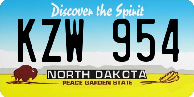 ND license plate KZW954