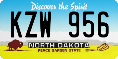 ND license plate KZW956