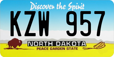 ND license plate KZW957