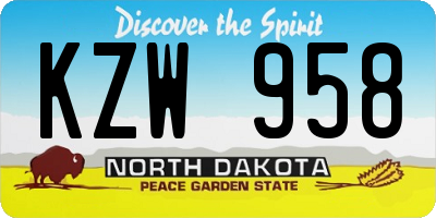 ND license plate KZW958