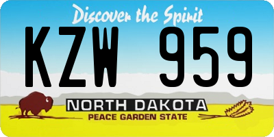 ND license plate KZW959