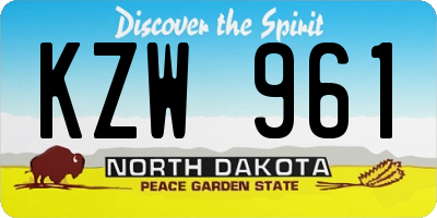 ND license plate KZW961