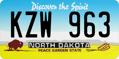 ND license plate KZW963