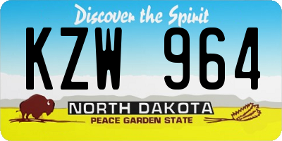 ND license plate KZW964