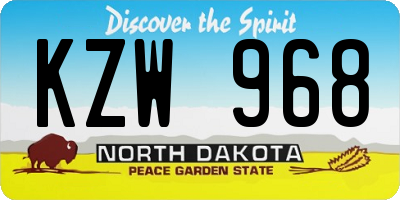ND license plate KZW968