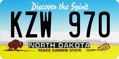 ND license plate KZW970