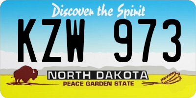 ND license plate KZW973
