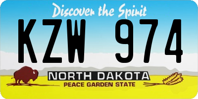 ND license plate KZW974