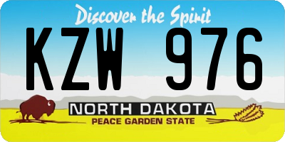ND license plate KZW976