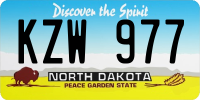 ND license plate KZW977