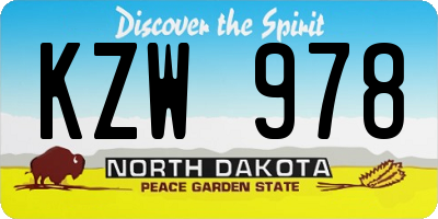 ND license plate KZW978