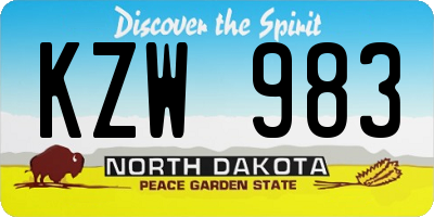 ND license plate KZW983