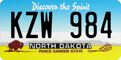 ND license plate KZW984