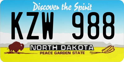 ND license plate KZW988