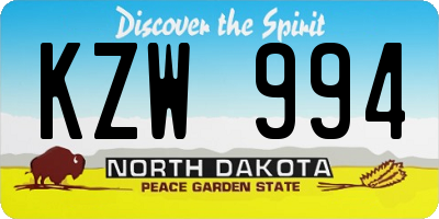 ND license plate KZW994