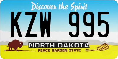 ND license plate KZW995