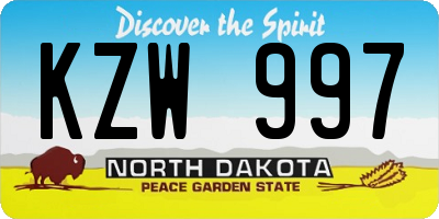 ND license plate KZW997