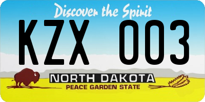 ND license plate KZX003