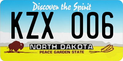 ND license plate KZX006