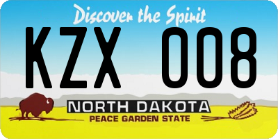 ND license plate KZX008