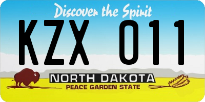 ND license plate KZX011