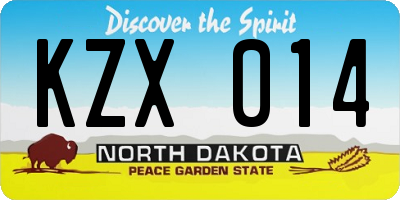 ND license plate KZX014