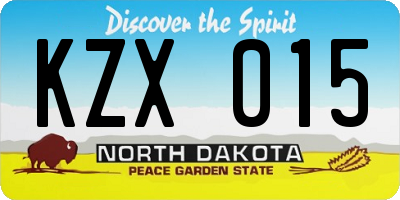 ND license plate KZX015