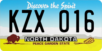 ND license plate KZX016