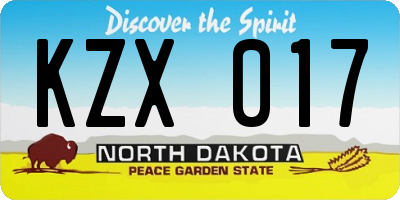 ND license plate KZX017