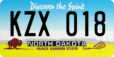 ND license plate KZX018