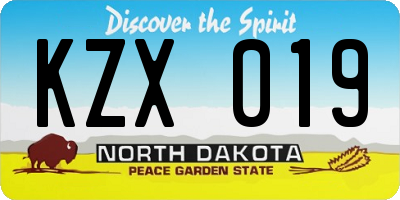 ND license plate KZX019