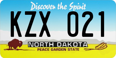 ND license plate KZX021