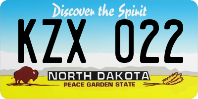 ND license plate KZX022