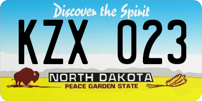 ND license plate KZX023
