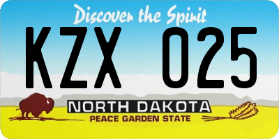 ND license plate KZX025