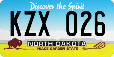 ND license plate KZX026