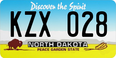 ND license plate KZX028