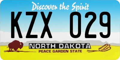 ND license plate KZX029