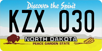 ND license plate KZX030