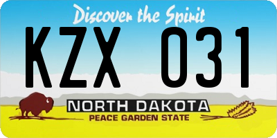 ND license plate KZX031