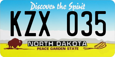 ND license plate KZX035