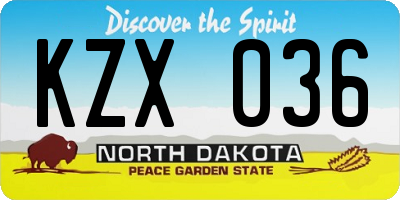 ND license plate KZX036