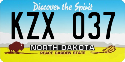 ND license plate KZX037